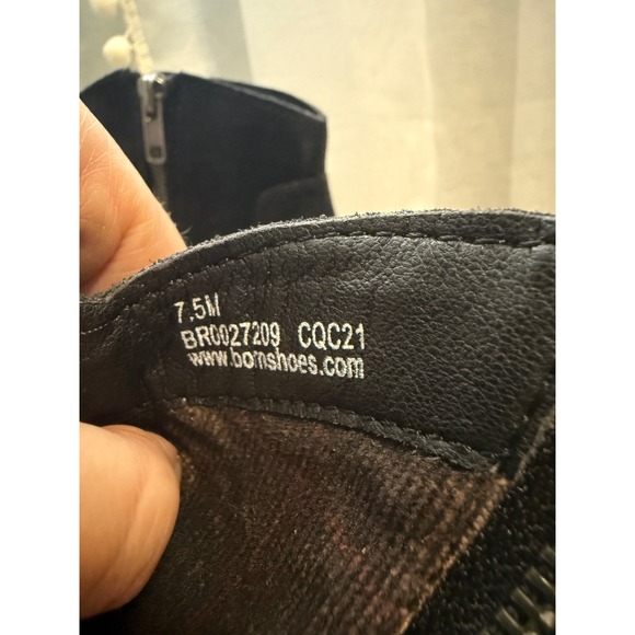 Born Black Suede Fringe Ankle‎ Boots Kenia block Heel Western 7.5 boho western - Picture 9 of 10